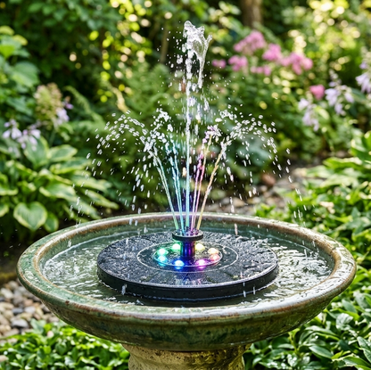 Solar Powered Garden Fountain Pump with Color Light