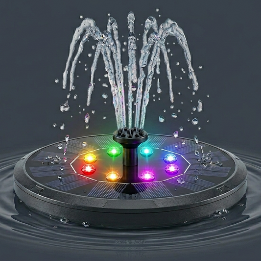 Solar Powered Garden Fountain Pump with Color Light